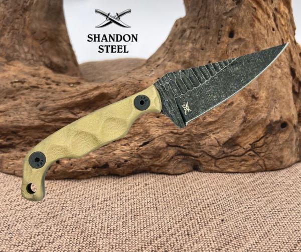 Stroup Knives Mini 1 Fixed Knife 3" 1095HC Steel Full Tang Blade Tan G10 Stroup Knives Mini 1 Fixed Knife 3" 1095HC Steel Full Tang Blade Tan G10