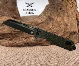 Heretic Knives USA JINN MANUAL FOLDER DLC W/CARBON FIBER CHASSIS H213-6A-CF