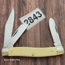 Vintage Sears Craftsman Stockman 4" Closed Ivory Delrin Handles CS Folding Pocket Knife Made In USA 