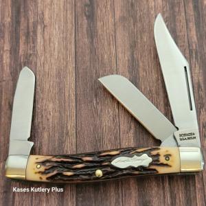 Schrade Uncle Henry 885uh Stockman 388quot Closed Staglon Handles SS Folding Pocket Knife Made In USA 