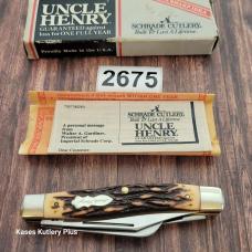 Schrade Uncle Henry 885uh Stockman 3.88" Closed Staglon Handles SS Folding Pocket Knife Made In USA 