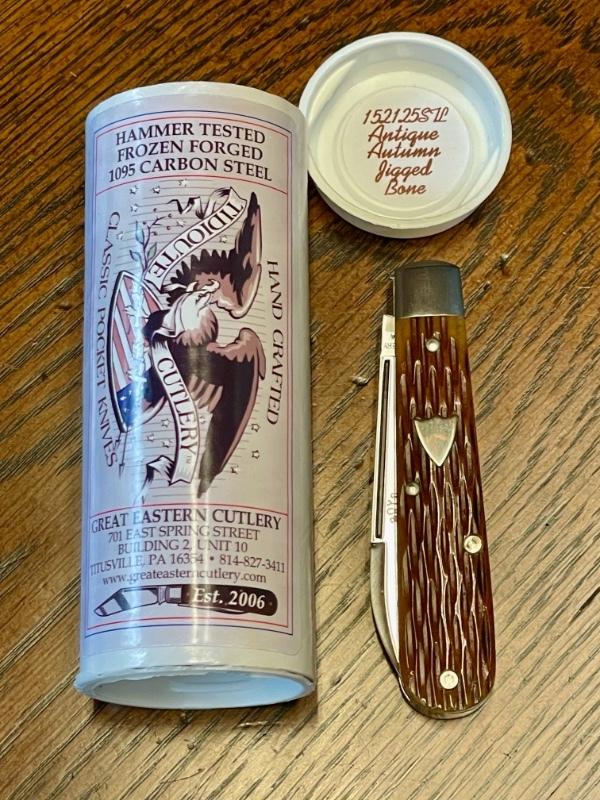 Great Eastern Cutlery #15125STL Tiioute Boy's Knife, Spearpoint Blade and Antique Autumn Jigged Bone Great Eastern Cutlery #15125STL Tiioute Boy's Knife, Spearpoint Blade and Antique Autumn Jigged Bone