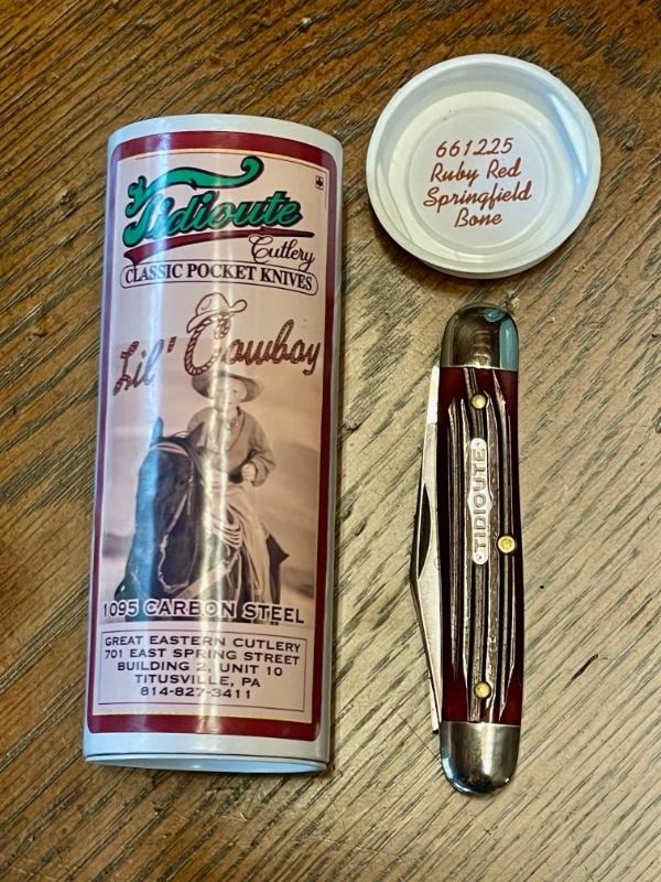 Great Eastern Cutlery "Lil Cowboy" w/Clip-Pen blades and Ruby red Springfield Bone Covers Great Eastern Cutlery "Lil Cowboy" w/Clip-Pen blades and Ruby red Springfield Bone Covers