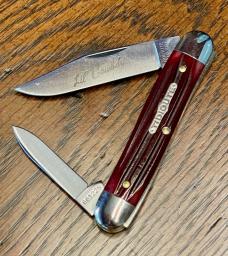 Great Eastern Cutlery "Lil Cowboy" w/Clip-Pen blades and Ruby red Springfield Bone Covers