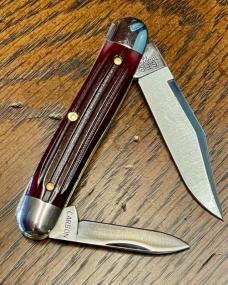 Great Eastern Cutlery "Lil Cowboy" w/Clip-Pen blades and Ruby red Springfield Bone Covers