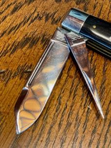 Schatt & Morgan made by Queen Cutlery in 2005 #69 Harness Jack, Spearpoint+Awl with Ebony Covers