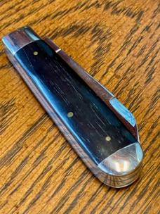 Schatt & Morgan made by Queen Cutlery in 2005 #69 Harness Jack, Spearpoint+Awl with Ebony Covers