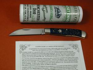 Weed & Co. 2025 Blue Jigged Bone Wharncliffe Trapper Knife NIT from Cooper Cutlery USA W5119-BJB
