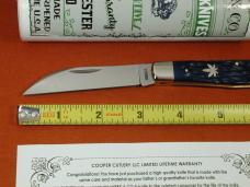 Weed & Co. 2025 Blue Jigged Bone Wharncliffe Trapper Knife NIT from Cooper Cutlery USA W5119-BJB