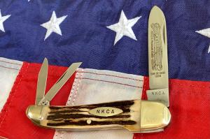 NKCA 1980 Rob Klaas Kissing Crane Whittler Pocket Knife Gnarly Stag Handles -NOS
