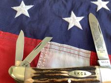 NKCA 1980 Rob Klaas, Kissing Crane Whittler Pocket Knife +Gnarly Stag Handles -NOS