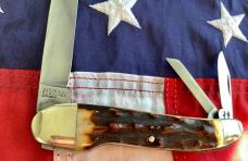 NKCA 1980 Rob Klaas, Kissing Crane Whittler Pocket Knife +Gnarly Stag Handles -NOS