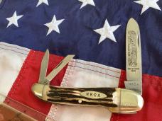 NKCA 1980 Rob Klaas, Kissing Crane Whittler Pocket Knife +Gnarly Stag Handles -NOS