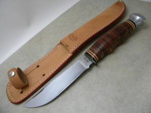 Kabar 1205 USA Stacked Leather Fixed Blade Sheath Knife