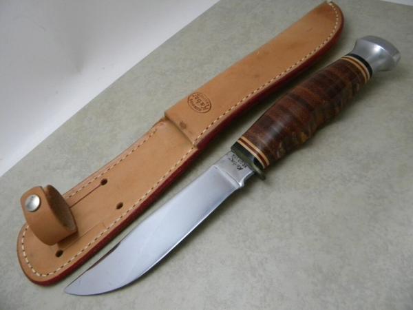 Kabar 1205 USA Stacked Leather Fixed Blade Sheath Knife Kabar 1205 USA Stacked Leather Fixed Blade Sheath Knife