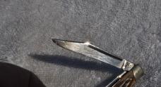 Camillus NY USA Straight 60s-70s Sword Brand Master Blade 2 5/8" Slant Bolsters 3 Bl Stockman Mint!