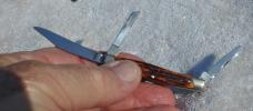 Camillus NY USA Straight 60s-70s Sword Brand Master Blade 2 5/8" Slant Bolsters 3 Bl Stockman Mint!