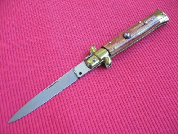 MEMORIAL DAY SALE!!! Older 9" TULIP WOOD Flat Ground BLADE ITALIAN STILETTO Knife - NOS