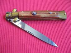 MEMORIAL DAY SALE!!! Older 9" TULIP WOOD Flat Ground BLADE ITALIAN STILETTO Knife - NOS