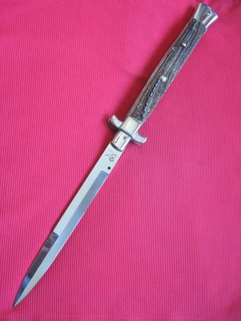 Ultra Rare PASCOTTO 62 cm. Button Open/Close STAG Stiletto Switchblade Knife