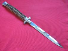 Ultra Rare PASCOTTO 62 cm. Button Open/Close STAG Stiletto Switchblade Knife