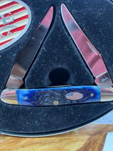 Case XX Muskrat w/ Collector Tin & Belt Buckle Blue Jigged Bone 70911