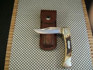 SCHRADE UNCLE HENRY LB8 PAPA BEAR USA MADE NICE CONDITION VINTAGE LOCKBACK KNIFE amp ORIGINAL SHEATH