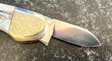 Beautiful Fight'N Rooster By Graham Clayton Mother Of Pearl Canoe 2 Blade Knife, Sheffield England