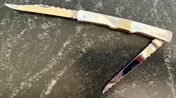 Beautiful Graham Clayton Digby's Kelham Island Mother Of Pearl 2 Blade Knife, Sheffield England