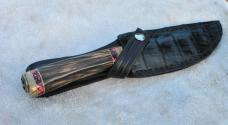 R.W. Wilson Fixed Blade 9.5" OAL Bocote Wood Nutted Tang Fancy Copper Guard Mint Tomahawk Tang Stamp