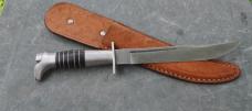 Mexican Custom Boot Knife 7" Blade 12" OAL Full Tang Original Sheath Aluminum & Stacked Leather 