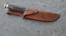 Mexican Fighter Old Knife 11 1/4" OAL Stacked Leather Alu Washers Round Pommel  Full Tang Unusual