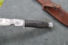 Mexican Fighter Old Knife 11 1/4" OAL Stacked Leather Alu Washers Round Pommel  Full Tang Unusual