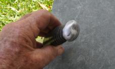 Mexican Fighter Old Knife 11 1/4" OAL Stacked Leather Alu Washers Round Pommel  Full Tang Unusual