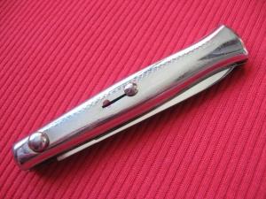 Vintage RED DOT Italian All Metal Button OpenClose STILETTO Switchblade Knife