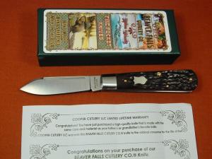 Beaver Falls Cutlery Co Brown Jigged Bone Jack Knife NIT Cooper Cutlery Made in USA BRJB