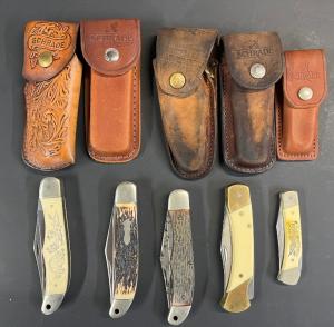 5 Schrade folding knives with sheaths