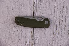 Honey Badger HB1310 Small Flipper Knife 2.81" Satin Leaf Blade, Green FRN Handles, Liner Lock