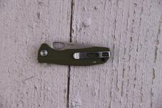 Honey Badger HB1310 Small Flipper Knife 2.81" Satin Leaf Blade, Green FRN Handles, Liner Lock