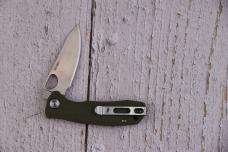 Honey Badger HB1310 Small Flipper Knife 2.81" Satin Leaf Blade, Green FRN Handles, Liner Lock