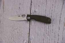 Honey Badger HB1310 Small Flipper Knife 2.81" Satin Leaf Blade, Green FRN Handles, Liner Lock