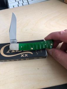 Case Axe Handle Green Gator Bone