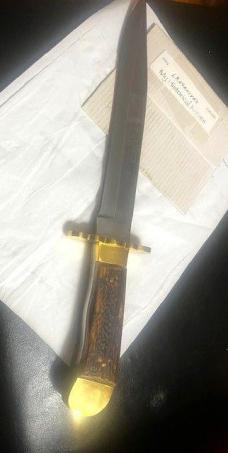 LARGE CUSTOM HAND MADE JOSEPH RODGERS TYPE BOWIE,SHEATH**LOWERED PRICE**