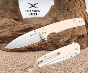SENCUT Sachse Drop Point Flipper Pocket Knife Ivory G10 Handle 9Cr18MoV S21007-7