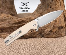 SENCUT Sachse Drop Point Flipper Pocket Knife Ivory G10 Handle 9Cr18MoV S21007-7