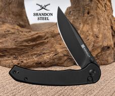 SENCUT Ingot Flipper & Thumb Stud Knife Black Aluminum Handle D2 Blade S25102-2