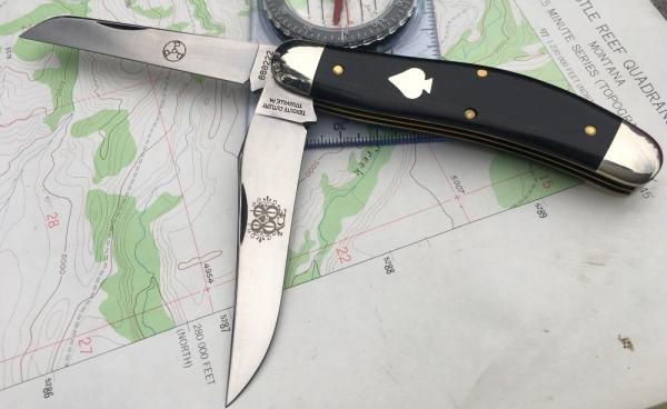 GEC 888222 Tidioute Ace Bayou Trapper Black Linen Micarta Sow Belly NEW GEC 888222 Tidioute Ace Bayou Trapper Black Linen Micarta Sow Belly NEW
