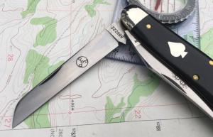 GEC 888222 Tidioute Ace Bayou Trapper Black Linen Micarta Sow Belly NEW