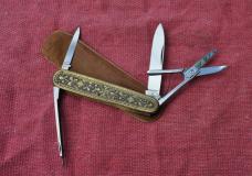 J.A. Henckels Solingen 3" Closed Toledo Style Mint Pre 1880 Gold Wash Over Brass 4 Tools Hand Made