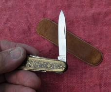 J.A. Henckels Solingen 3" Closed Toledo Style Mint Pre 1880 Gold Wash Over Brass 4 Tools Hand Made